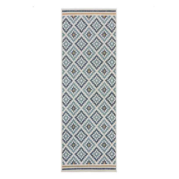 Žluto-modrý vnitřní a venkovní koberec 80x230 cm Zia Trellis – Flair Rugs