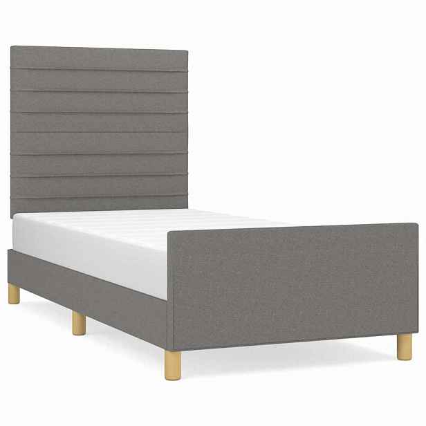 vidaXL Rám postele bez matrace tmavě šedá 90 x 190 cm textil