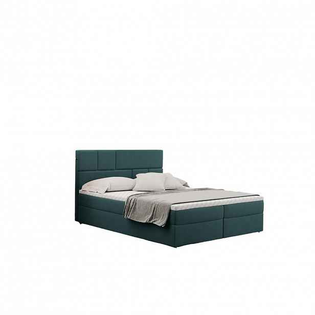 Kaiser Möbel KONTINENTÁLNÍ POSTEL s úložným prostorem a matrací BALI tkanina Mat Velvet Mořská 200x200 cm H3-Bonell