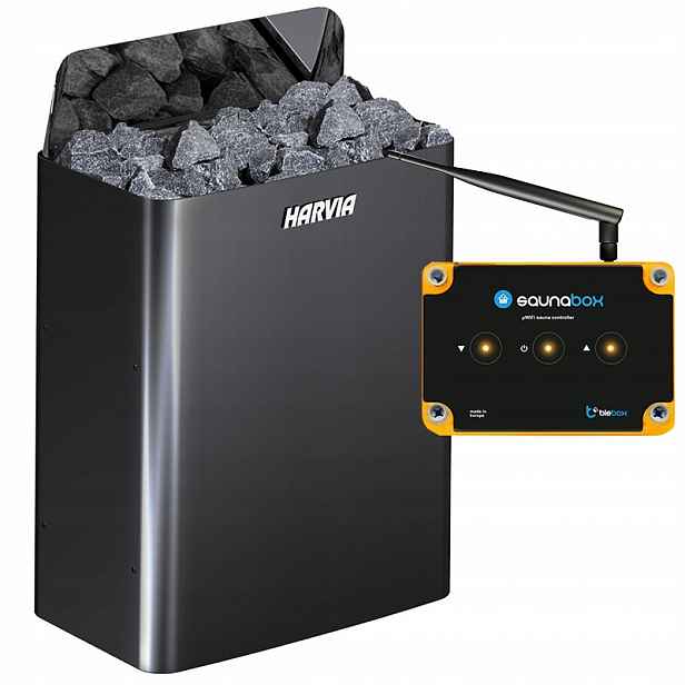 Kamna do sauny Harvia The Wall SW45E Black steel 4.5 kW Ster. SaunaBox Pro