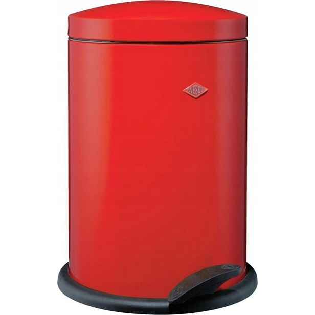 Odpadkový koš Wesco Alpha 13 l červený s pedálem, ocelový, kulatý