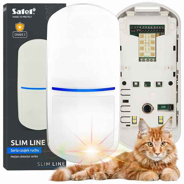 Pohybový detektor Satel Slim-dual-luna-pet duální digitální Pir+mw alarm 4x Led