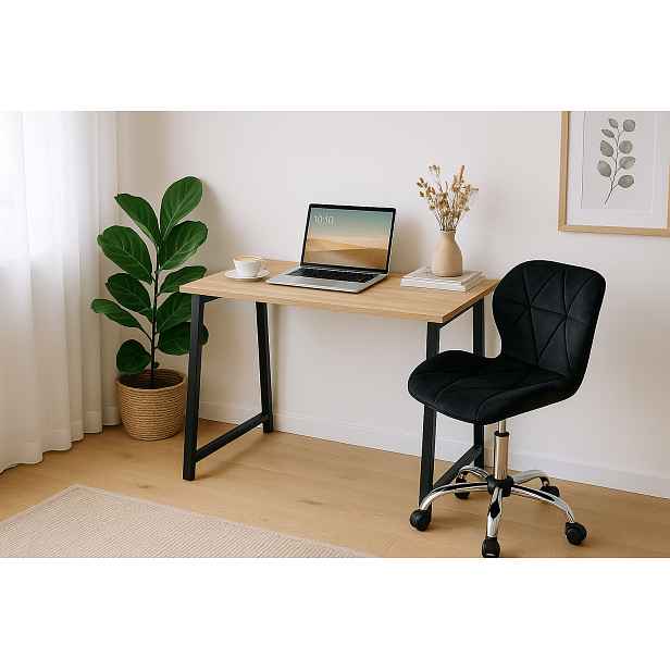 Set do pracovny ZARIMO stůl 80x40 cm dub sonoma + křeslo AVOLA VELVET černé