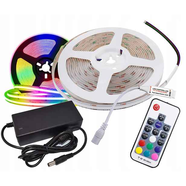 Set Led Rgb Cob 12V 15W/m neonový barevný 5 m dálkový ovladač RF17