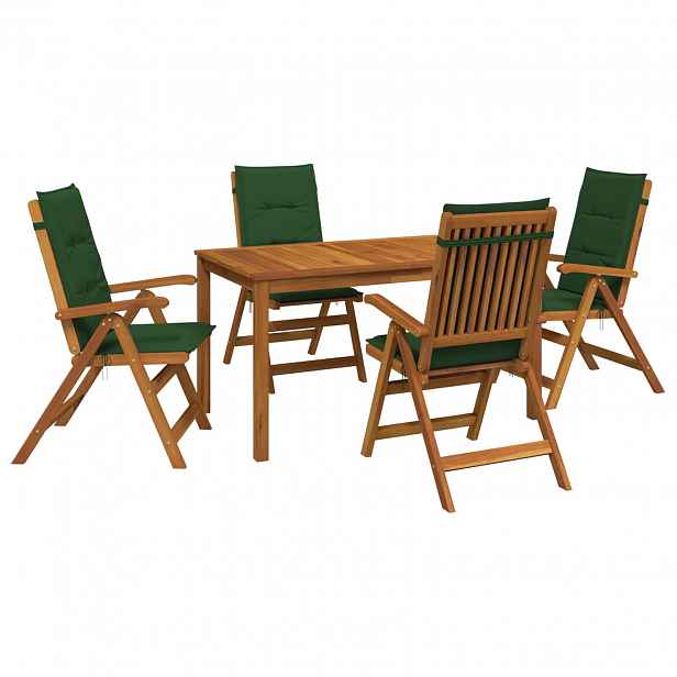 vidaXL 5-Piece Garden Dining Set 4místné Zelená Masivní akátové dřevo
