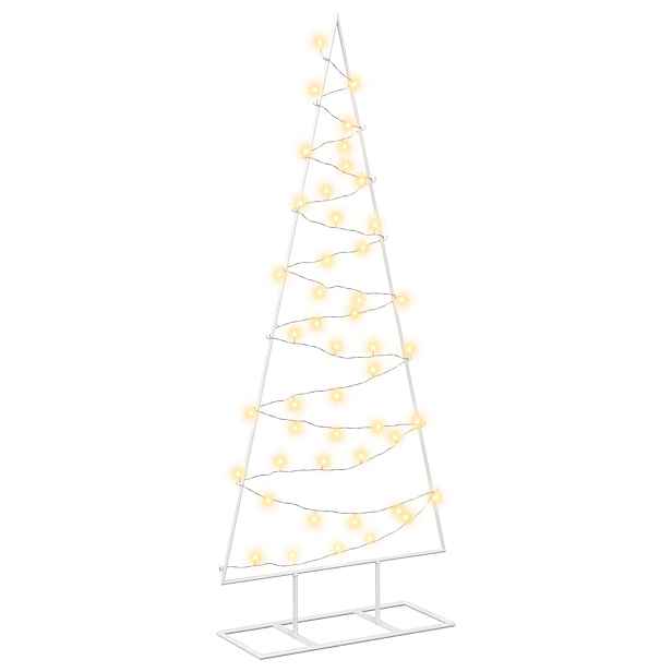 vidaXL Kovový vánoční stromek se stojanem KUOPIO 125 cm Teplá bílá