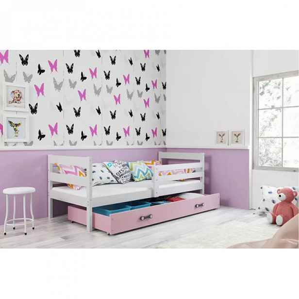 Dětská postel ERYK 190x80 cm Bílá Ružové