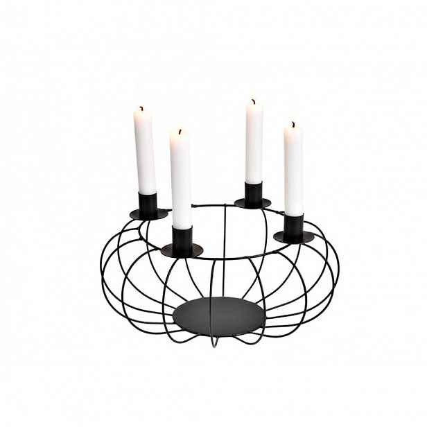Adventní kovový svícen CANLES  Ø30 cm černý