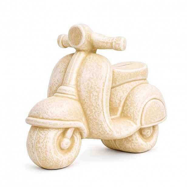 Keramická pokladnička Retro Scooter XXL Velké ruční práce Polský výrobek Ecru