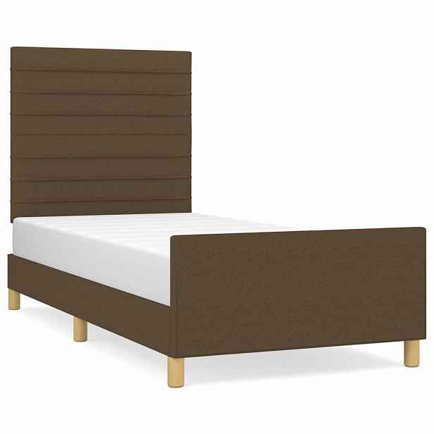 vidaXL Rám postele bez matrace tmavě hnědá 90 x 190 cm textil