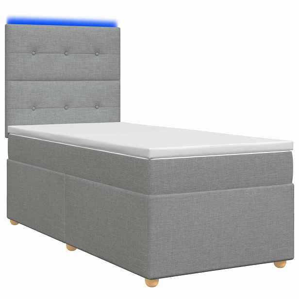 vidaXL Postel boxspring s matrací Světle šedá 100 x 200 cm Textil