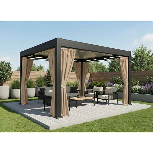 Venkovní zahradní závěs s řasící páskou GARDENIA TAPE světle béžová 004, šířka 140 cm výška různé rozměry Mybesthome Rozměr: 140x220 cm