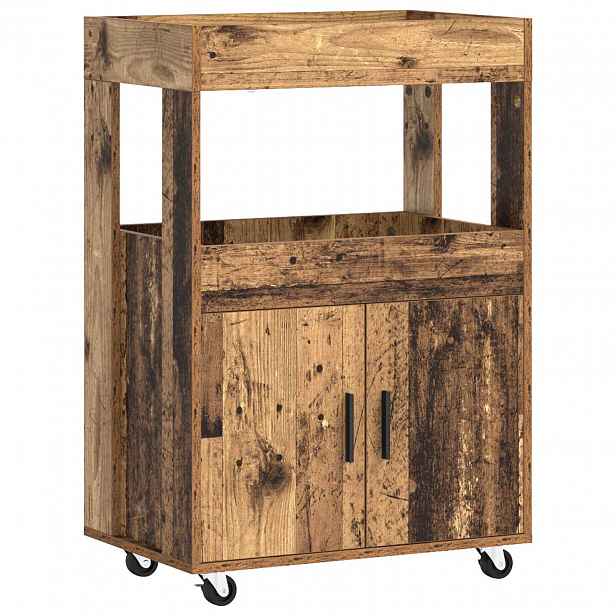 vidaXL Barový vozík Staré dřevo 60 x 39,5 x 89 cm Kompozitní dřevo