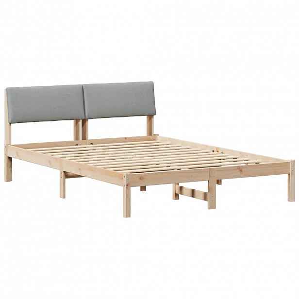 vidaXL Rám postele s čelo Hnědá a světlá šedá 150 x 200 cm