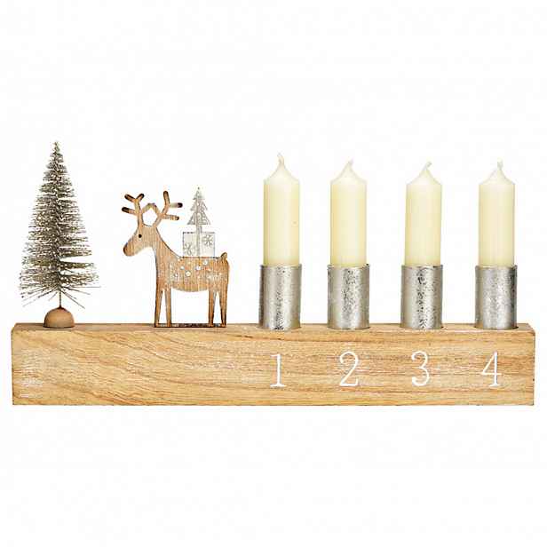 Adventní dřevěný svícen DEER 31x16 cm přírodní