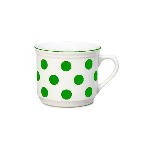 hrnek 630ml VAŘÁK-zelený puntík-1jak.THUN,porcelán