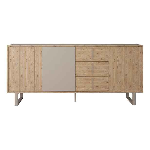Nízká komoda v dekoru dubu v šedo-přírodní barvě 180x80 cm Millay – Marckeric