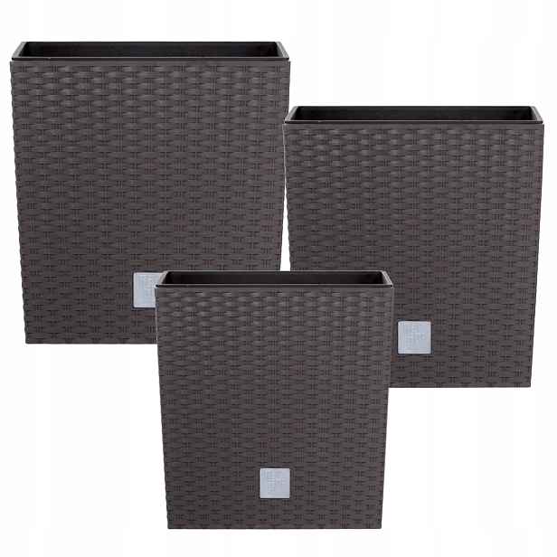 Set 3 x květináč Ratan Hnědý 22 26 32 cm