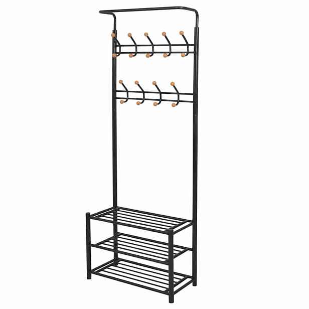 vidaXL Věšák na oblečení s botníkem 68 x 32 x 182,5 cm černý