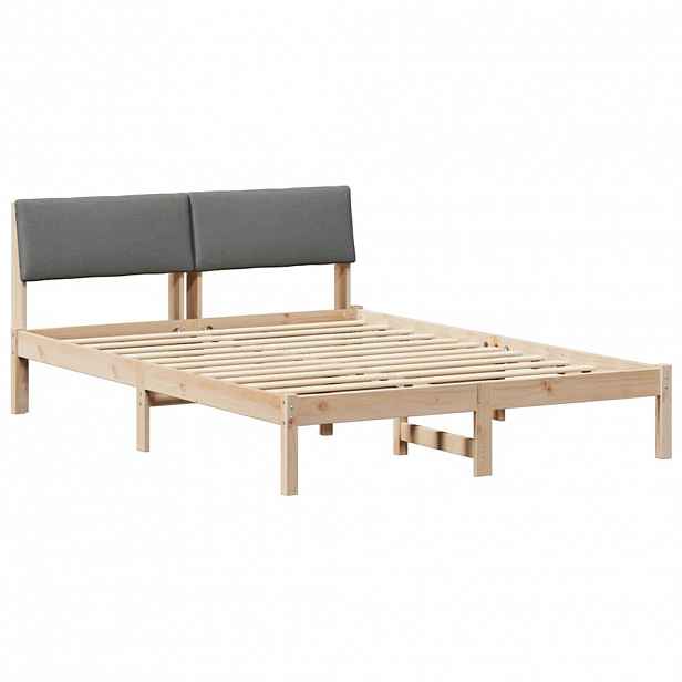 vidaXL Rám postele s čelo hnědá a tmavě šedá 150 x 200 cm