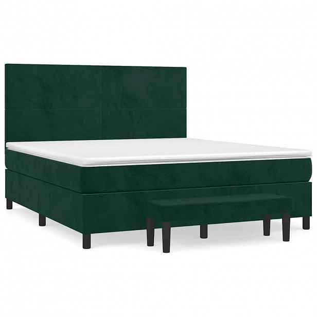 vidaXL Box spring postel s matrací tmavě zelená 180x200 cm samet