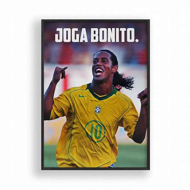 Plakát Ronaldinho Jóga Bonito Obraz Rámeček Dřevěný Černý 30x40 cm