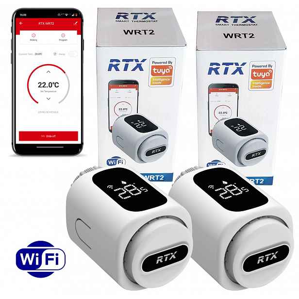 Sada 2 x Termostatická Kartuše Rtx Termostat pro WiFi radiátor Tuya Smart