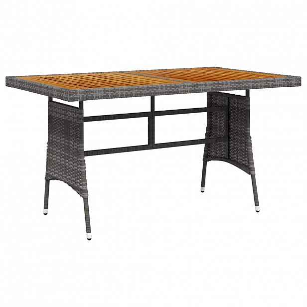 vidaXL Zahradní stůl šedý 130 x 70 x 72 cm polyratan a masivní akácie