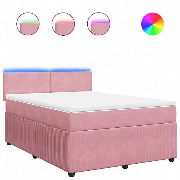 vidaXL Box spring postel s matrací růžová 160x200 cm samet