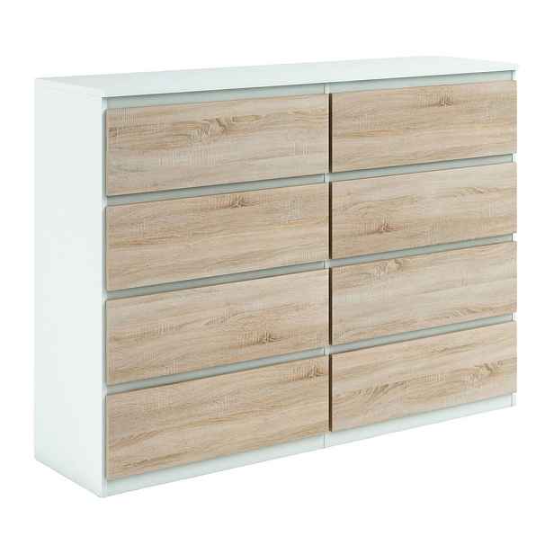 MASSENO KOMODA NUDO, 138,5/101,5/39 cm s 8 zásuvkami a dvířky, bílá