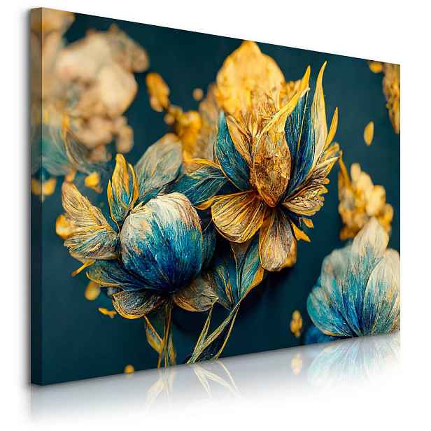 Muralo OBRAZ NA PLÁTNĚ Abstraktní Květiny 3D Glamour Styl 30cm x 20cm