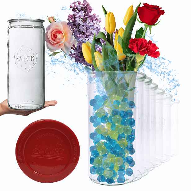 Sklenice Weck 1575 Ml 1,575 l váza Mold vzduchotěsné silikonové víko 12 Ks Cylind