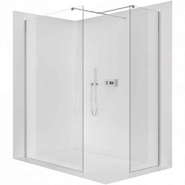 Sprchová zástěna Walk-in Onyx T L/P - 10 mm - hranatá vzpěra - chrom, transparentní sklo - 110x110x200 cm