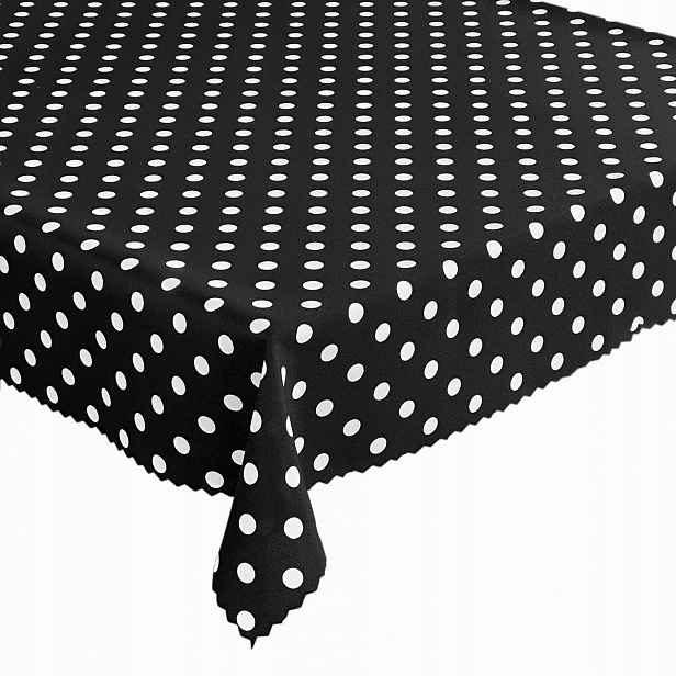 Ubrus odolný proti skvrnám na stůl Puntíky Grochy Černý 160 x 320 cm