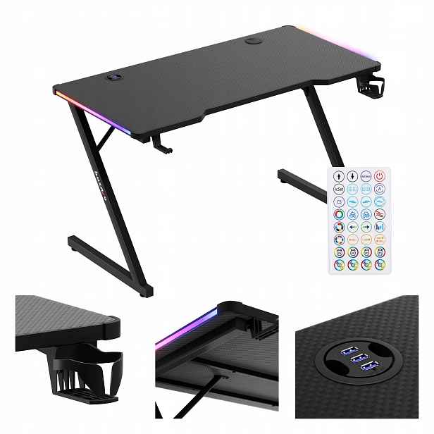 Herní stůl Pro Mládež Huzaro malý 120x60 3x Usb 2.0 Pilot Držáky