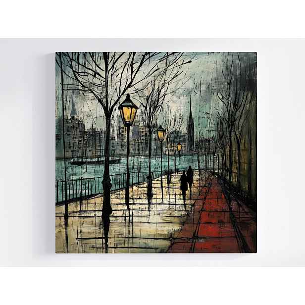 Obraz Na Plátně Canvas Město Řeka Ulice Promenáda Lidé Procházka 50x50