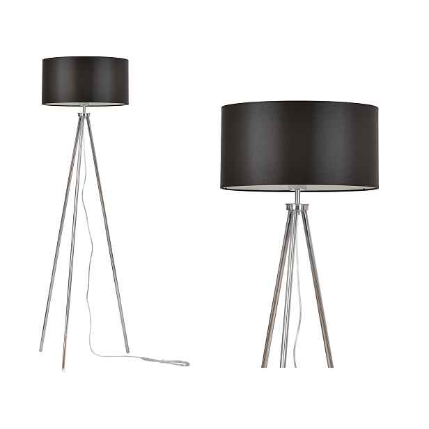 Stojací lampa podlahová trojnožka chrom stínidlo 40 cm