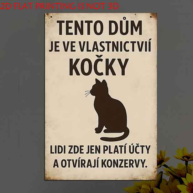 TEMU 2D Plochá, 1ks Vintage Český Humorný Citát o Kočce Dřevěná Nástěnná Plaketa - Vhodná pro Rustikální Domácí Dekoraci, Dřevěný Panel s