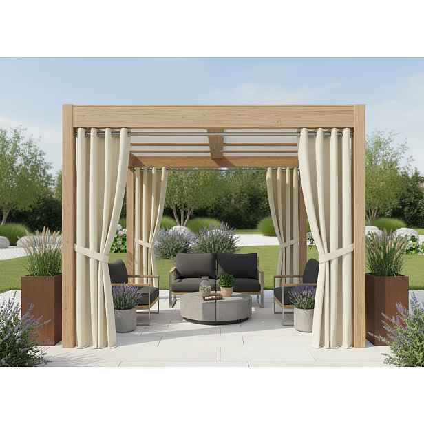 Venkovní zahradní závěs s kroužky GARDENIA RING krémová 002, šířka 140 cm výška různé rozměry Mybesthome Rozměr: 140x220 cm