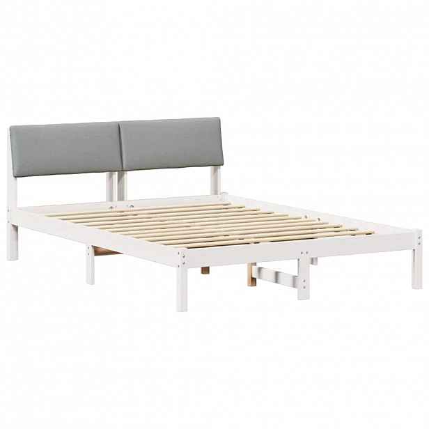 vidaXL Rám postele s čelo Bílá a světle šedá 150 x 200 cm