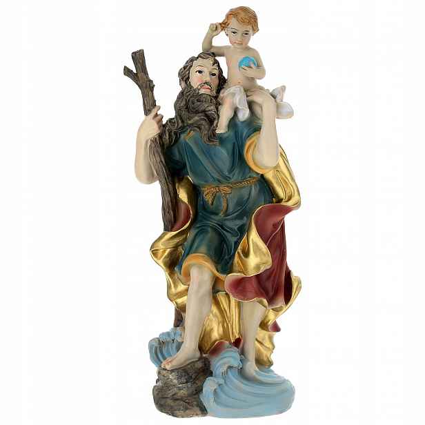 Figurka sv. Kryštofa, mučedníka Patron Řidičů/cestovatelů výška 30,5 cm