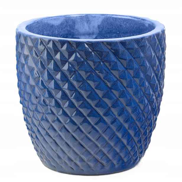Květináč keramický kulatý lisovaný kobaltový 30 cm