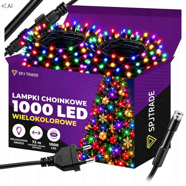 Vánoční Osvětlení Na Stromeček Venkovní 1000 Led Multicolor Vánoční 73 M Vnitřní