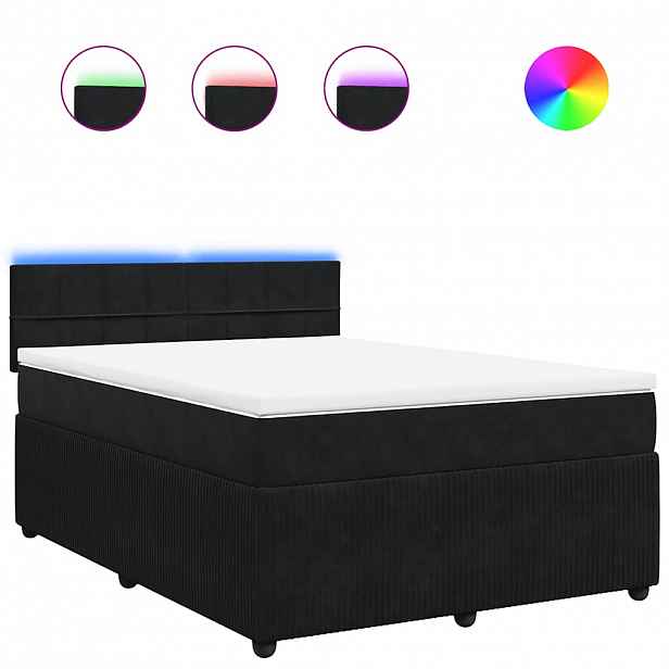 vidaXL Box spring postel s matrací černá 160x200 cm samet