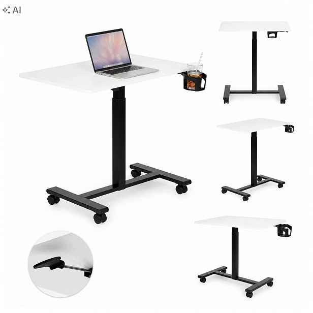 Mobilní psací stůl 70x48 cm s pneumatickým zvedákem, nastavitelný 71,5-112 cm