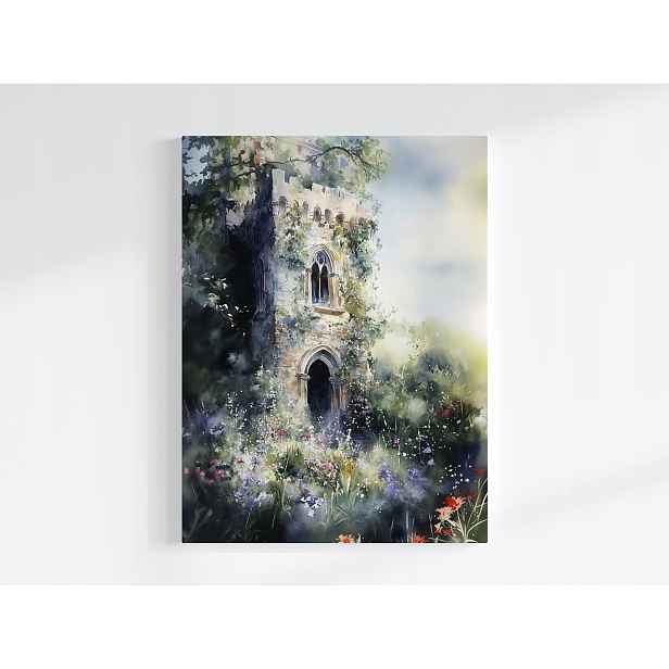 Plakát Tajemný Zámek Věž Zřícenina Zahrada Květiny 75x100