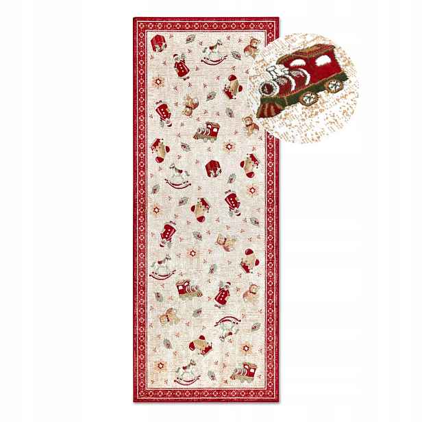 Koberec běhoun vánoční, pod vánoční stromeček 80x200 cm, protiskluzový, plochý tkaný