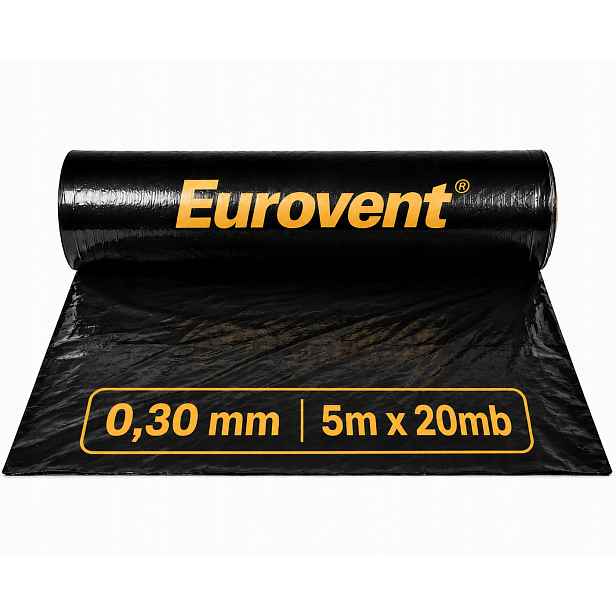 Fólie Stavební Eurovent 0,3 Černá Silná Izolační Ochranná 0,30mm 5x20m