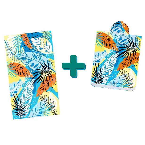 Plážový set SUMMER FRESH – osuška 100×180 cm a pončo 80×145 cm, barevný