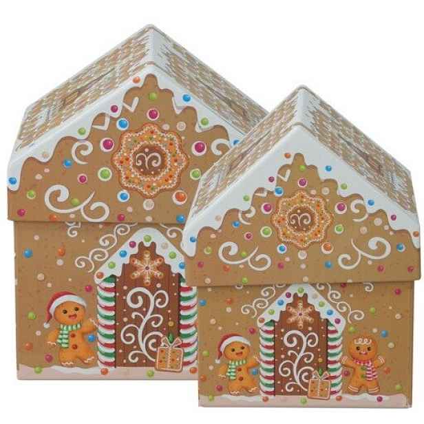 Sada vánočních dárkových krabic Cookie Houses, béžová, 2 ks